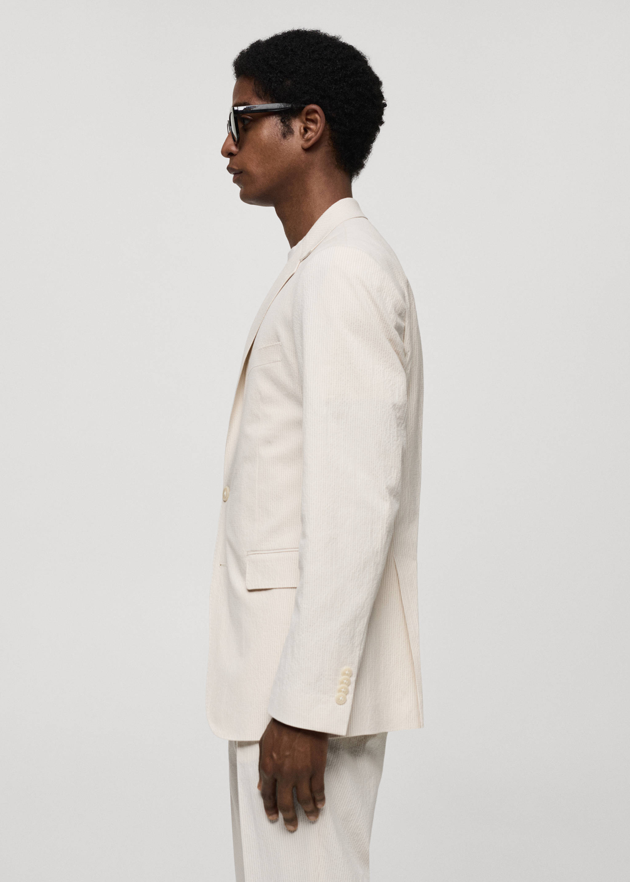 Veste costume slim-fit coton seersucker rayures - Détail de l'article 2