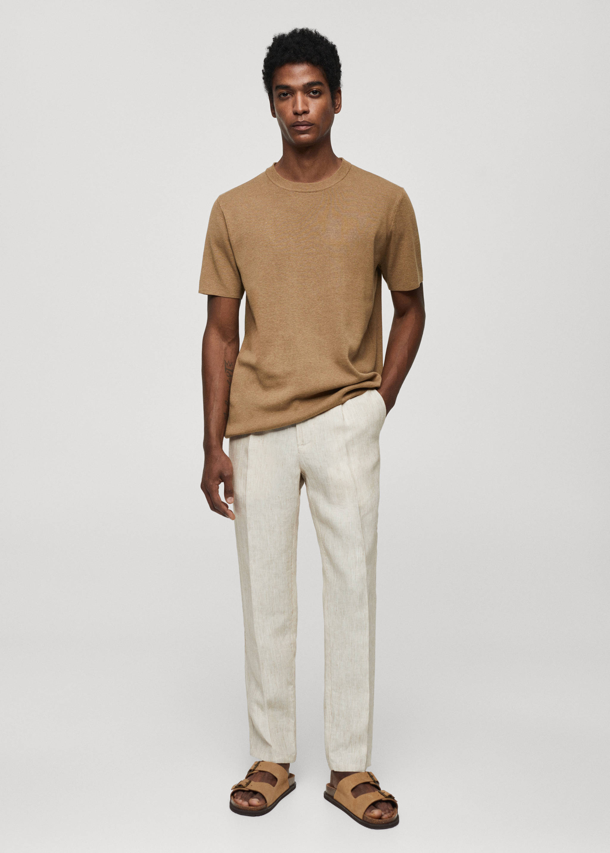 Cotton blend knitted t-shirt - General plane