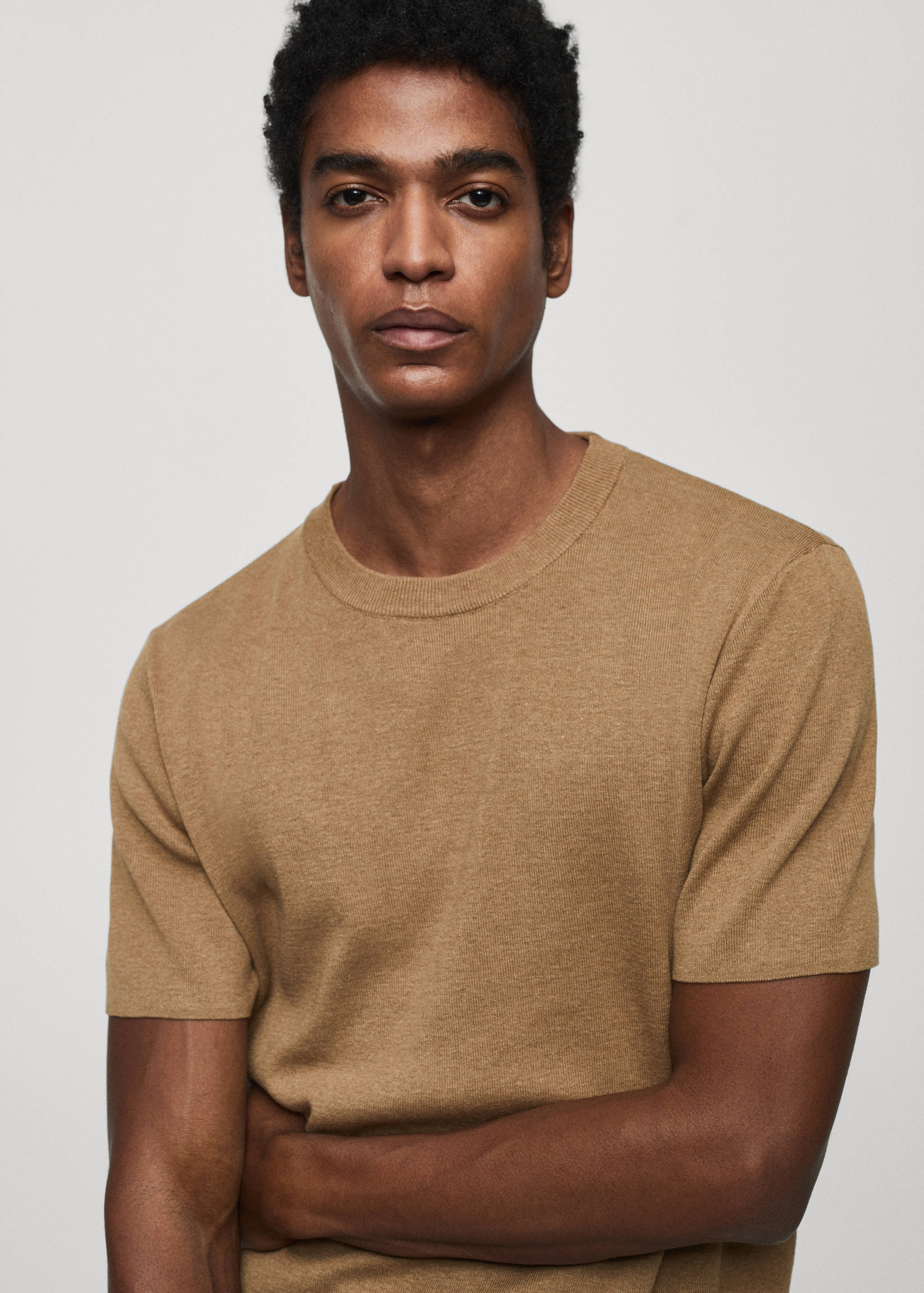 Cotton blend knitted t-shirt - Details of the article 1