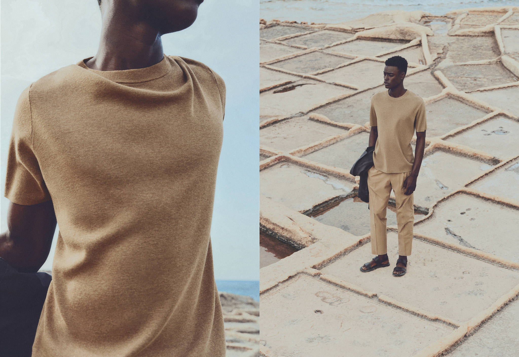 Cotton blend knitted t-shirt - Panoramic plane