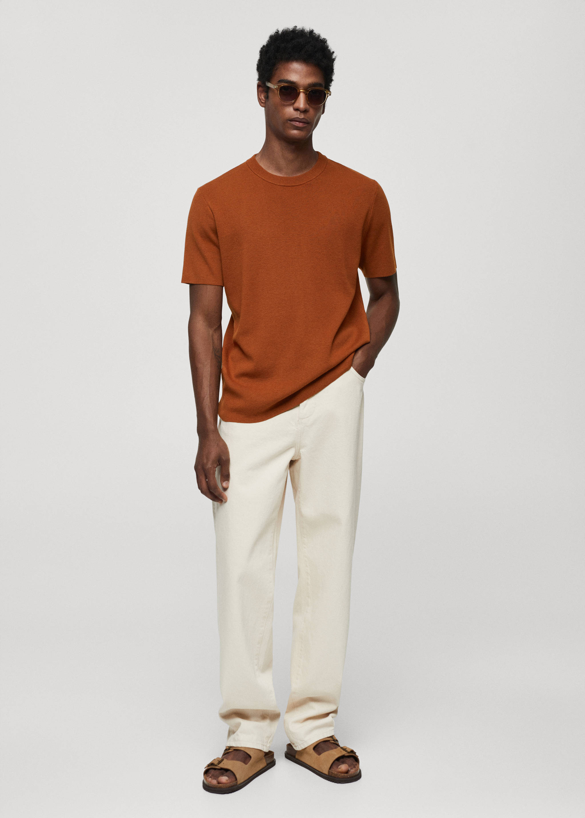 Cotton blend knitted t-shirt - General plane