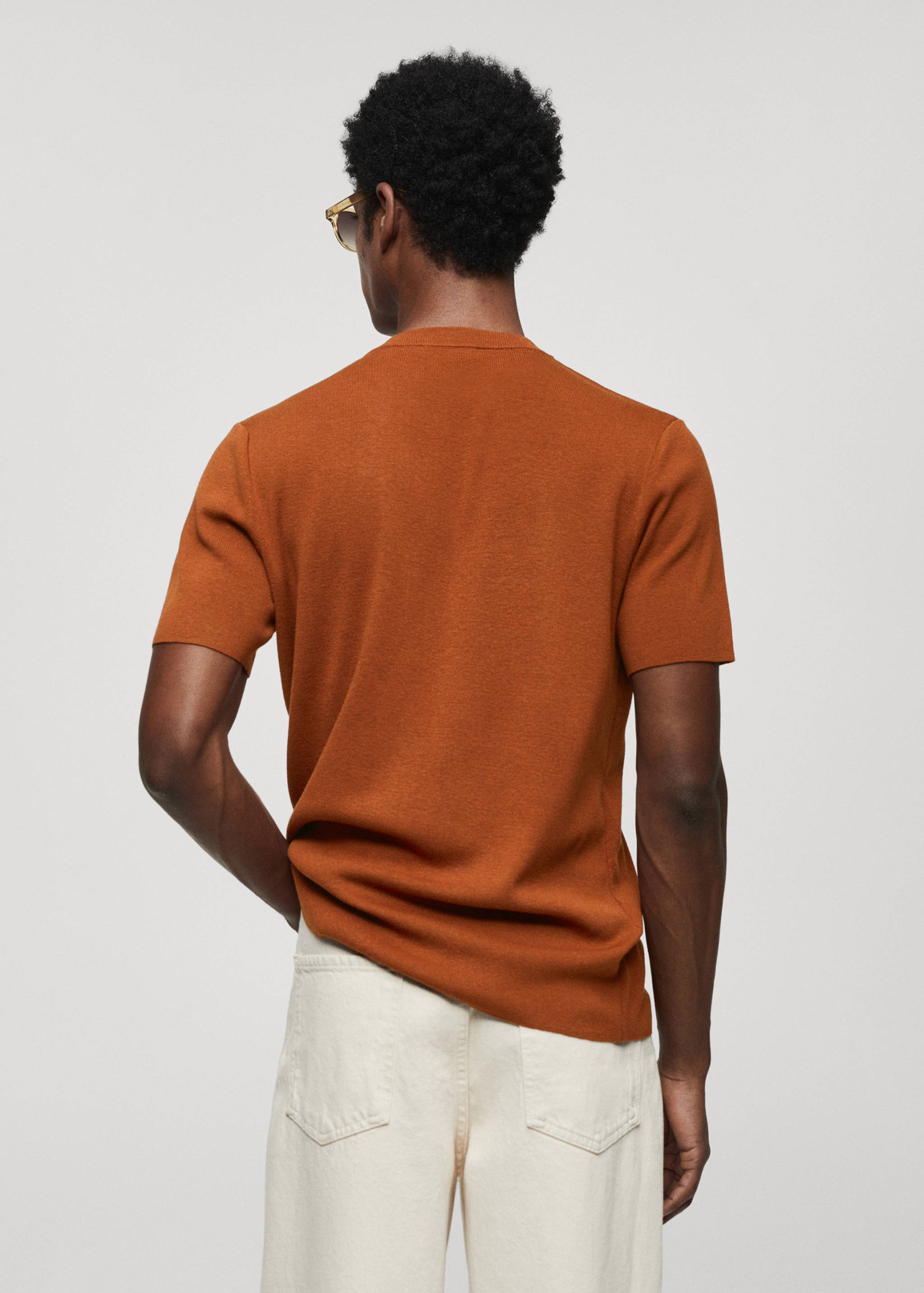 Cotton blend knitted t-shirt - Reverse of the article