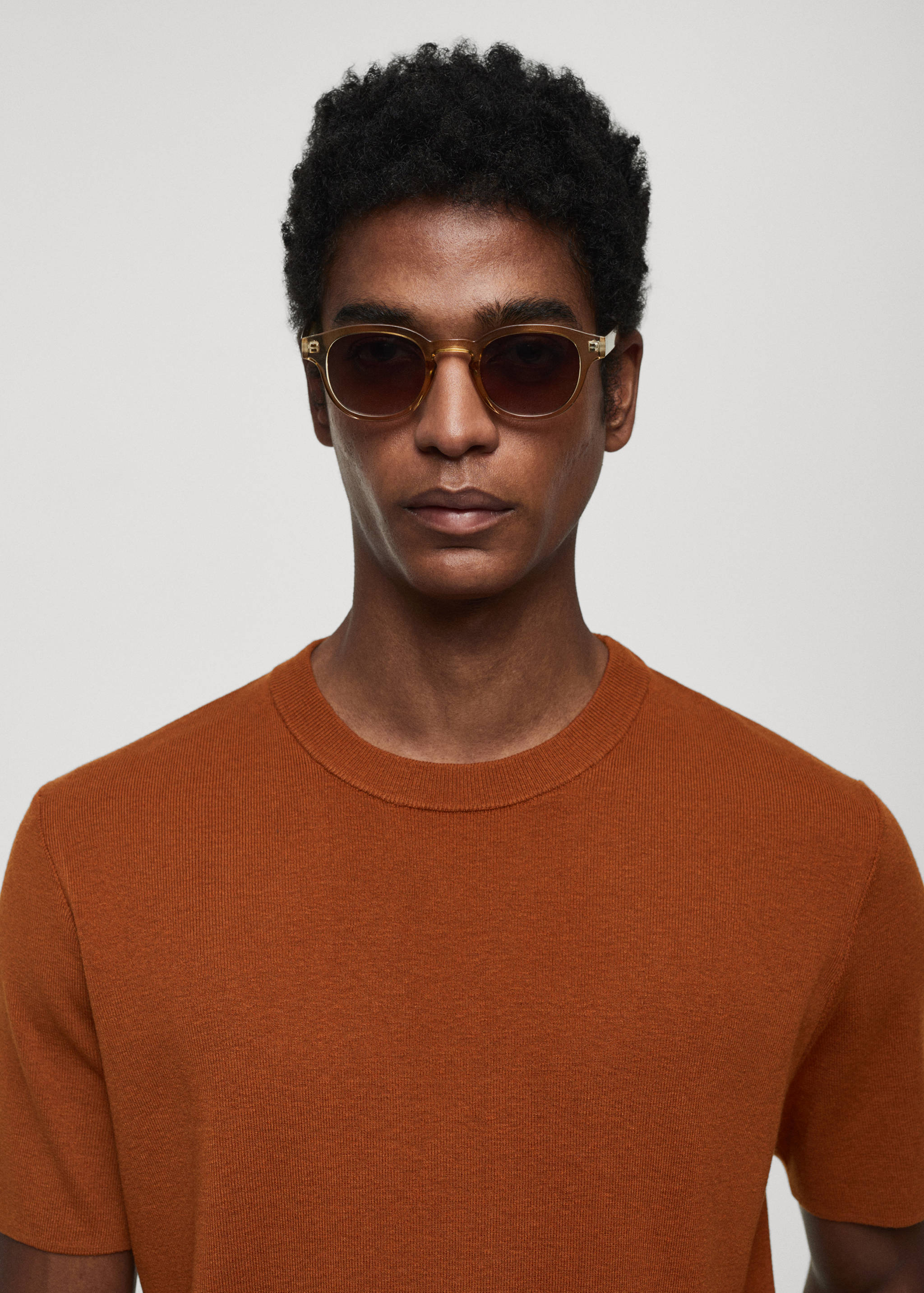 Cotton blend knitted t-shirt - Details of the article 1