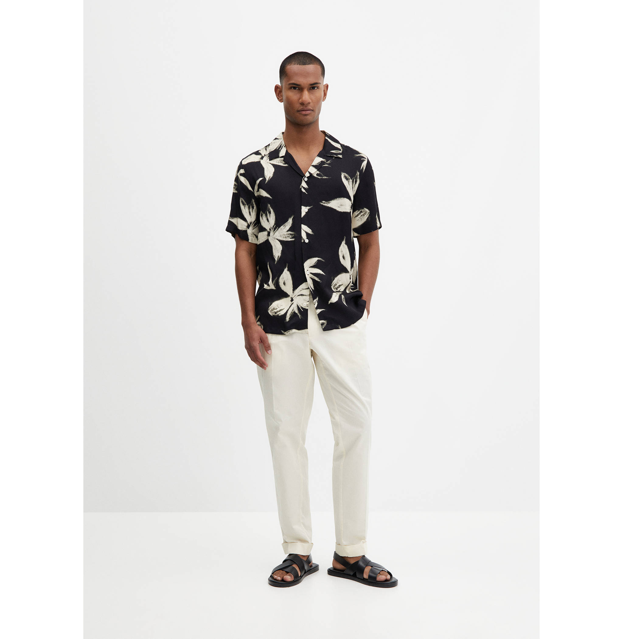 Regular-fit Hawaiian-print shirt - General plane