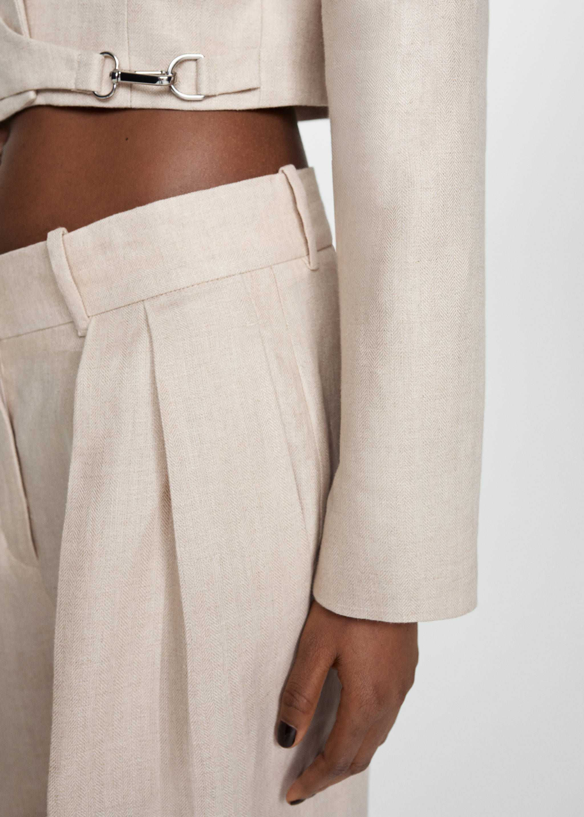 Двубортный укороченный блейзер изо льна - Деталь изделия 6