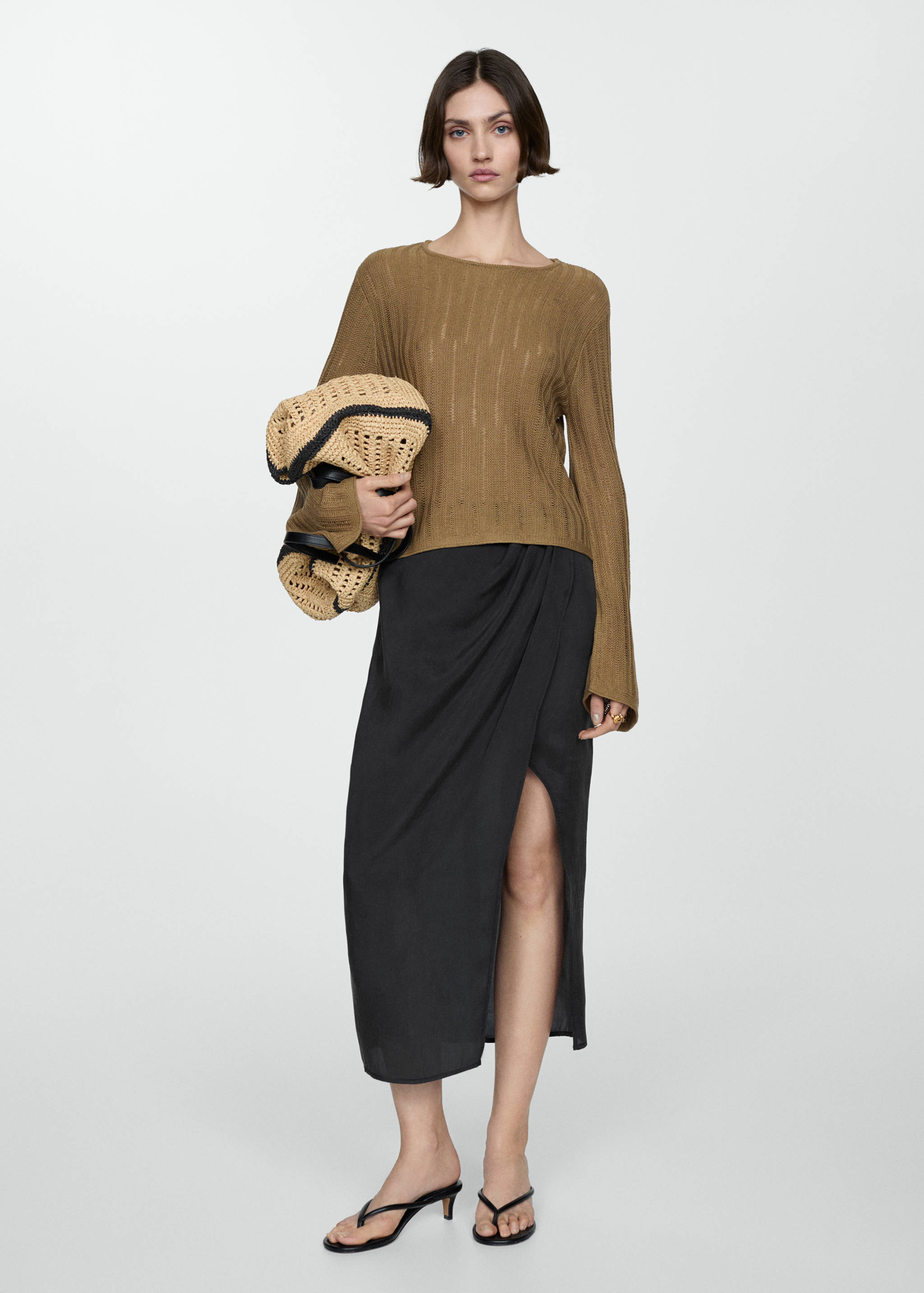 Ημιδιαφανή φούστα από lyocell με άνοιγμα - Γενικό πλάνο