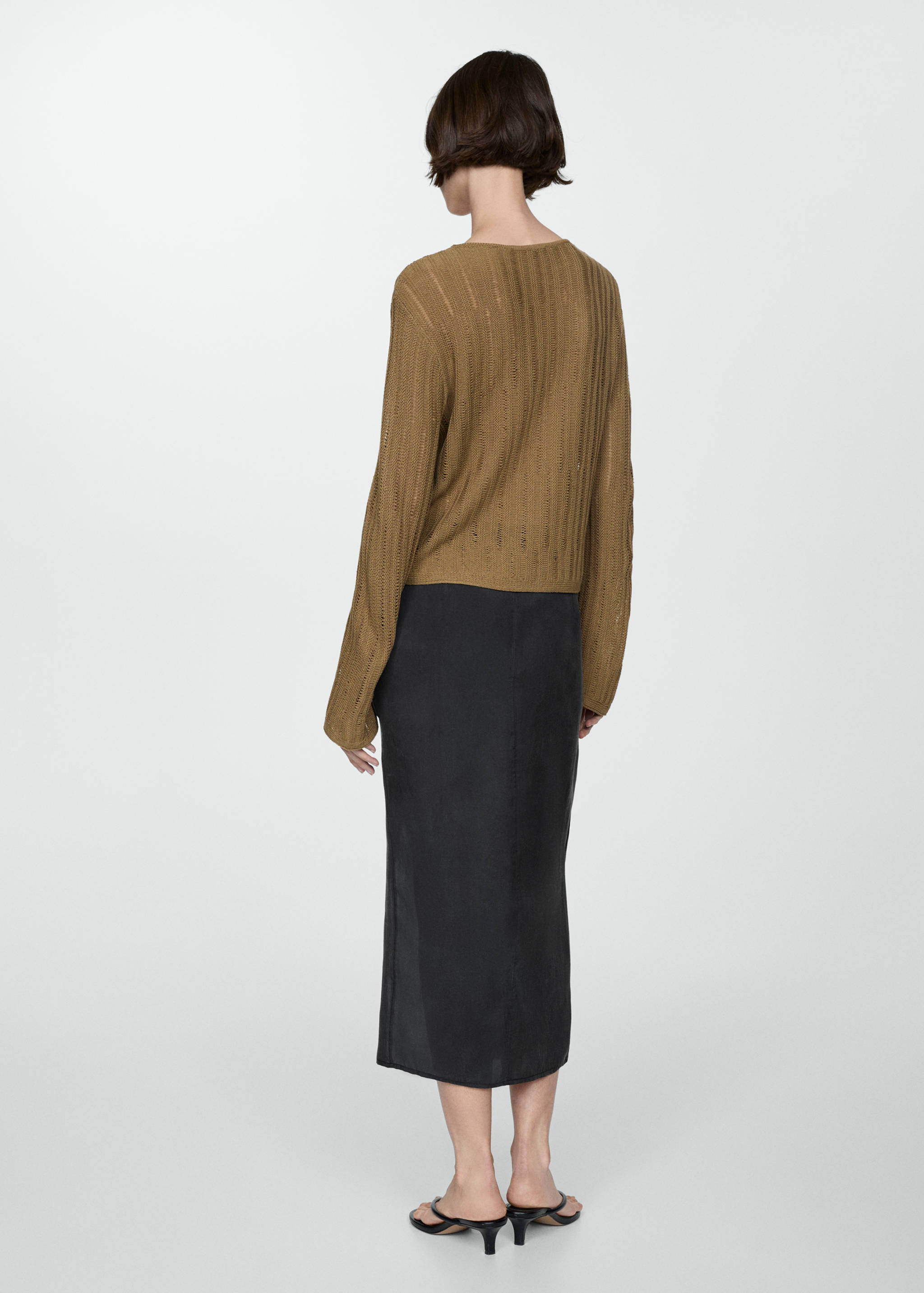 Ημιδιαφανή φούστα από lyocell με άνοιγμα - Πίσω όψη προϊόντος