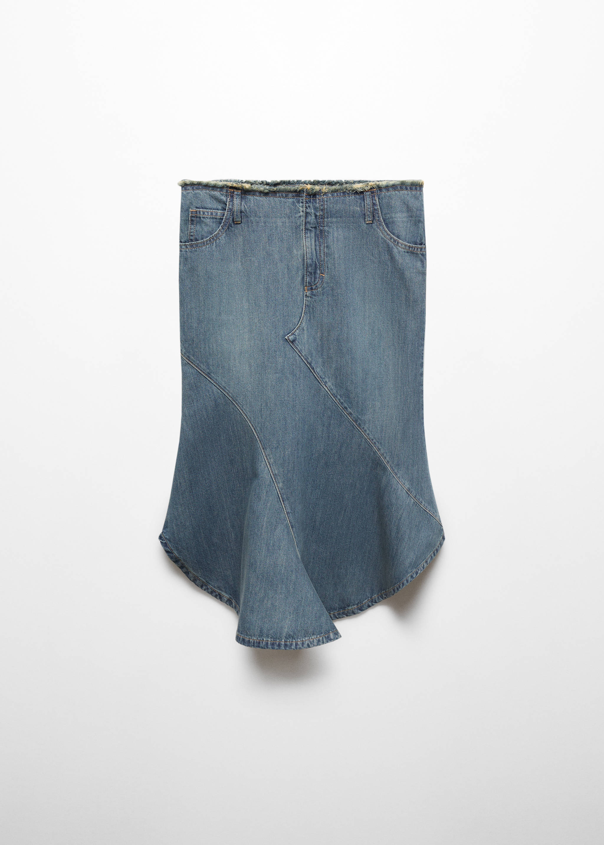 Asymmetrical frayed denim skirt - Article without model