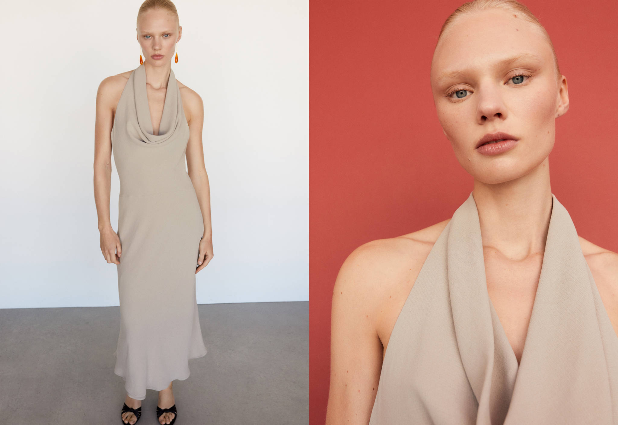 Halter dress with draped neckline - Panoramic plane
