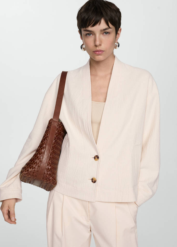 V-neck cotton jacket - Women | MANGO Syria