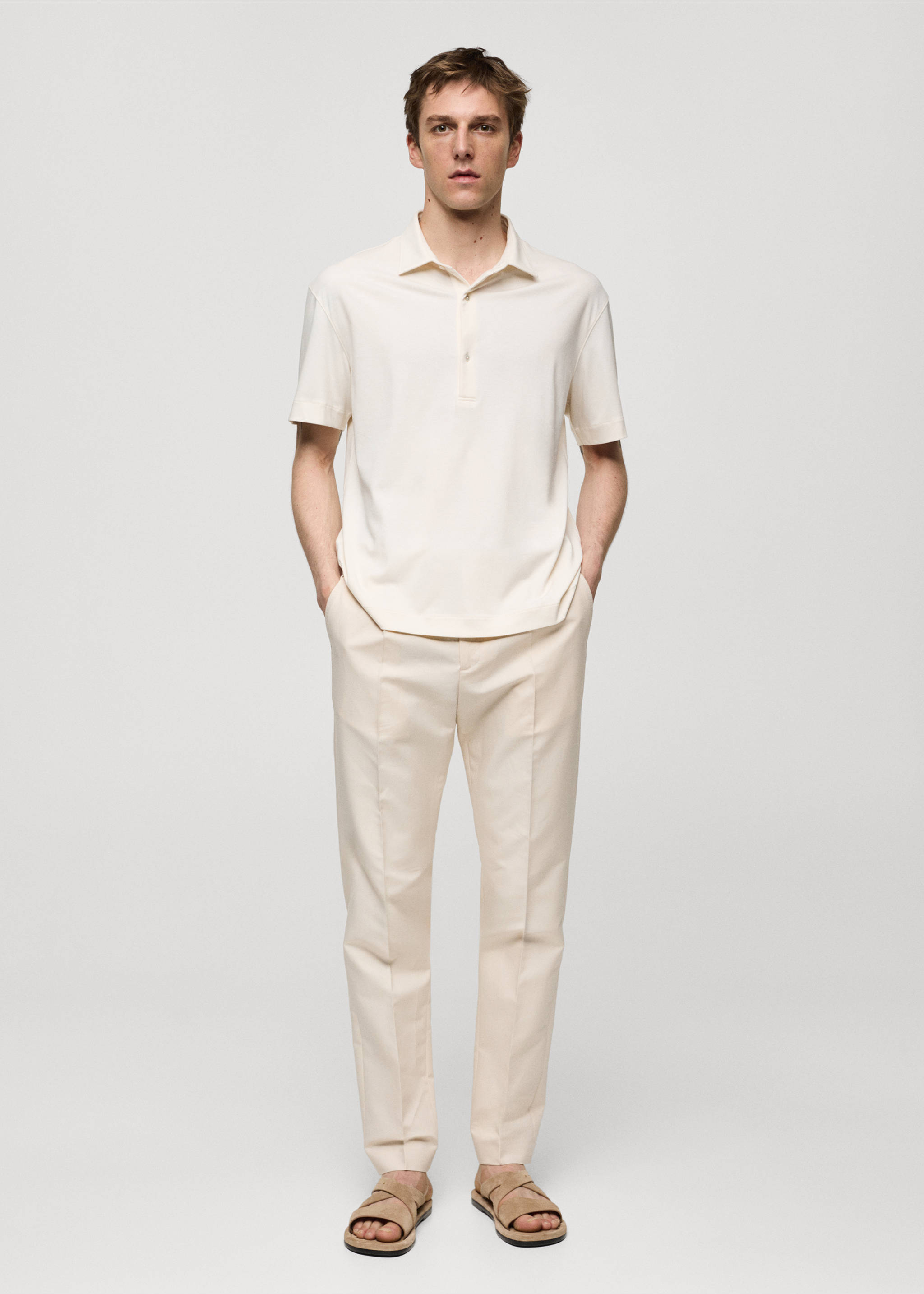Polo slim fit 100% algodón - Plano general, Crudo. Ref: 67057929-00.