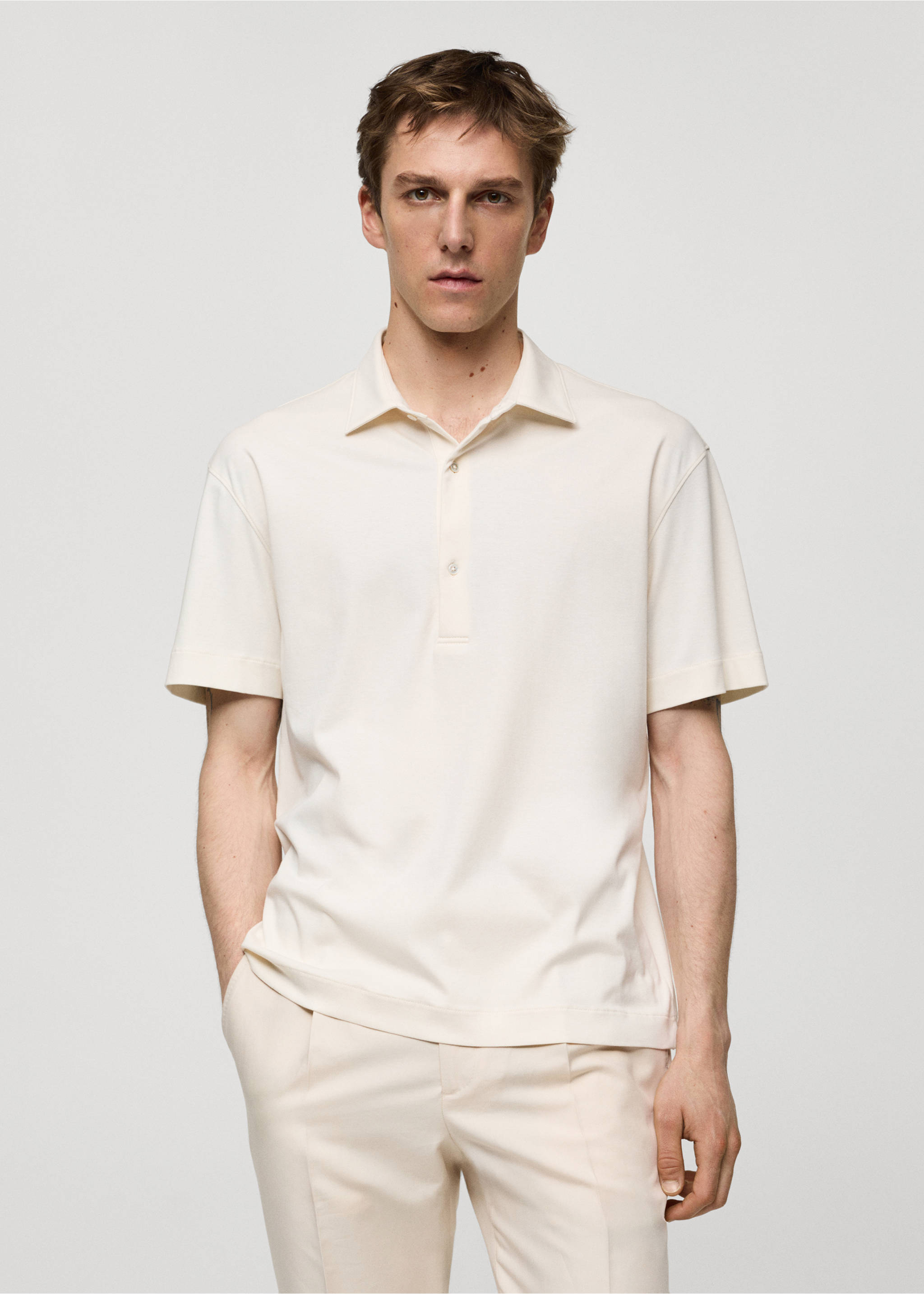 Polo slim fit 100% algodón - Plano medio, Crudo. Ref: 67057929-00.