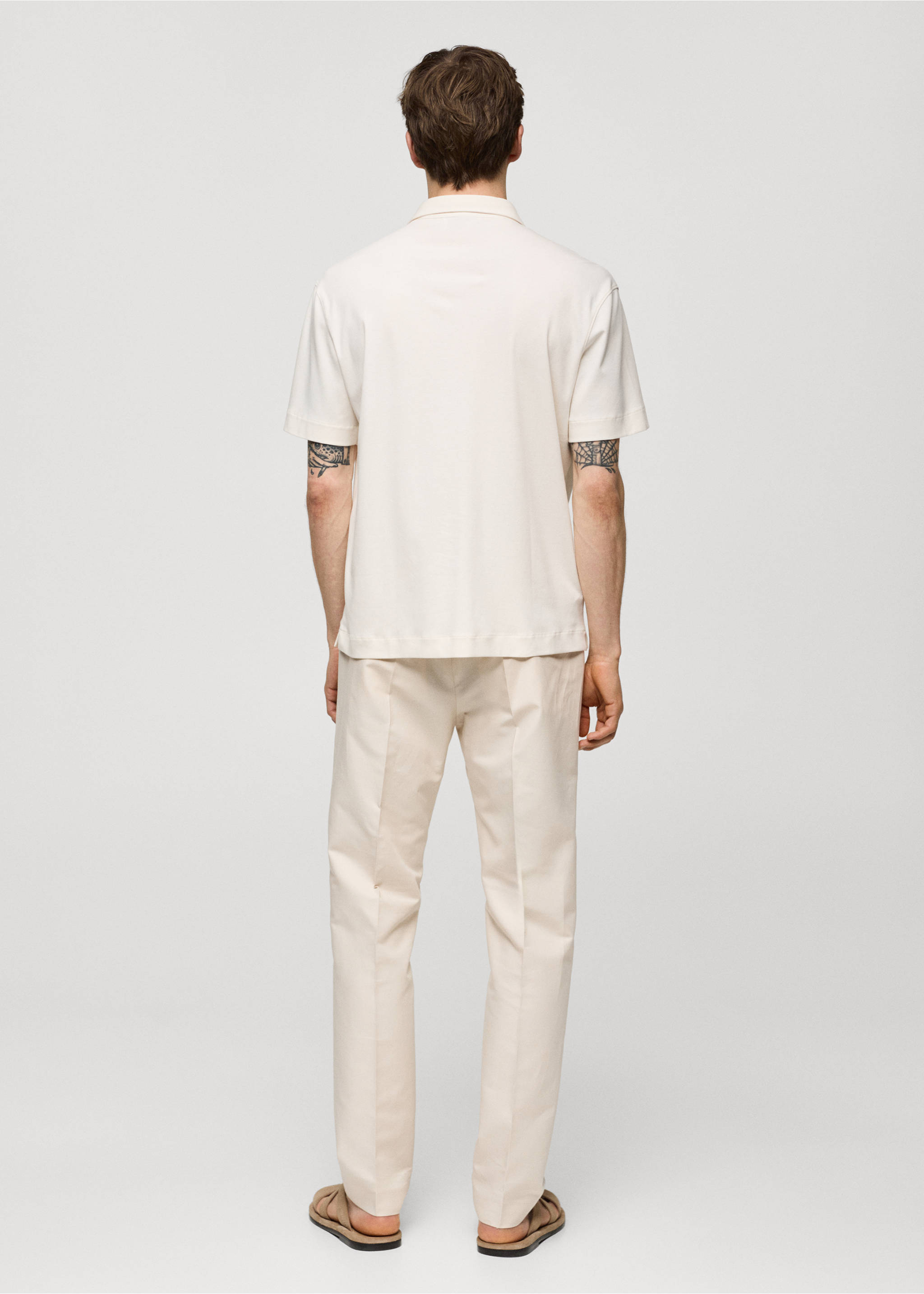 Polo slim fit 100% algodón - Reverso del artículo, Crudo. Ref: 67057929-00.