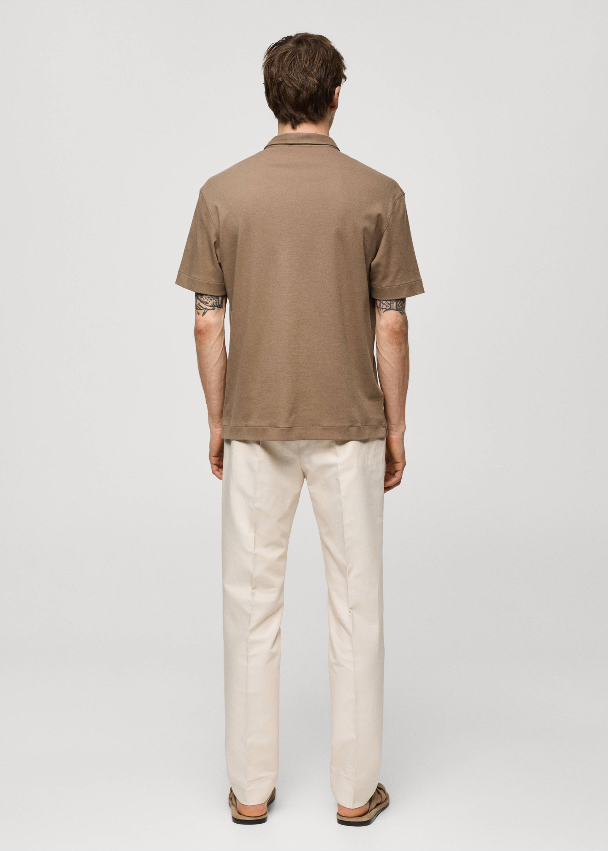 Polo slim fit 100% algodón - Reverso del artículo, Verde medio. Ref: 67057929-00.
