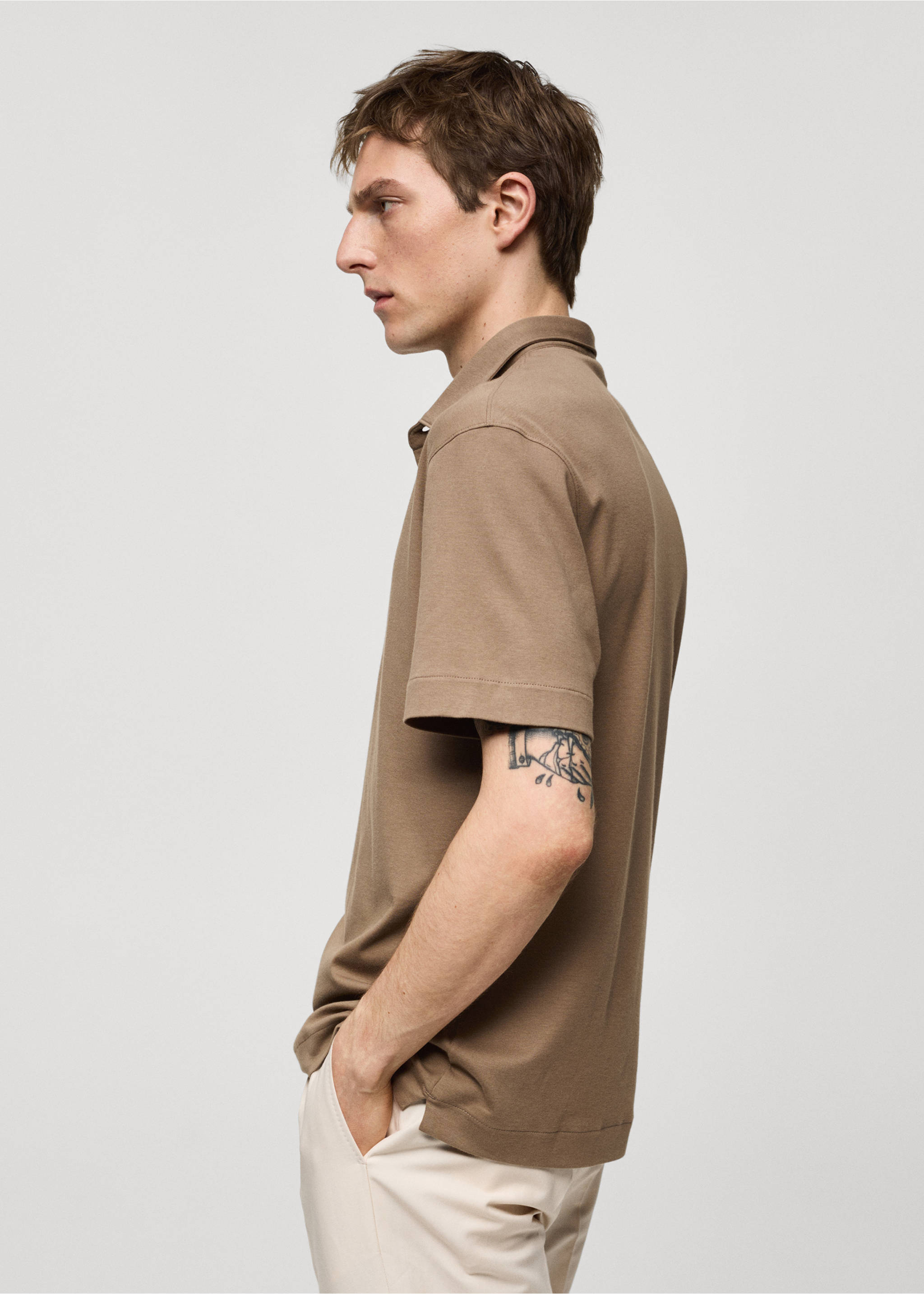 Polo slim fit 100% algodón - Detalle del artículo 3, Verde medio. Ref: 67057929-00.
