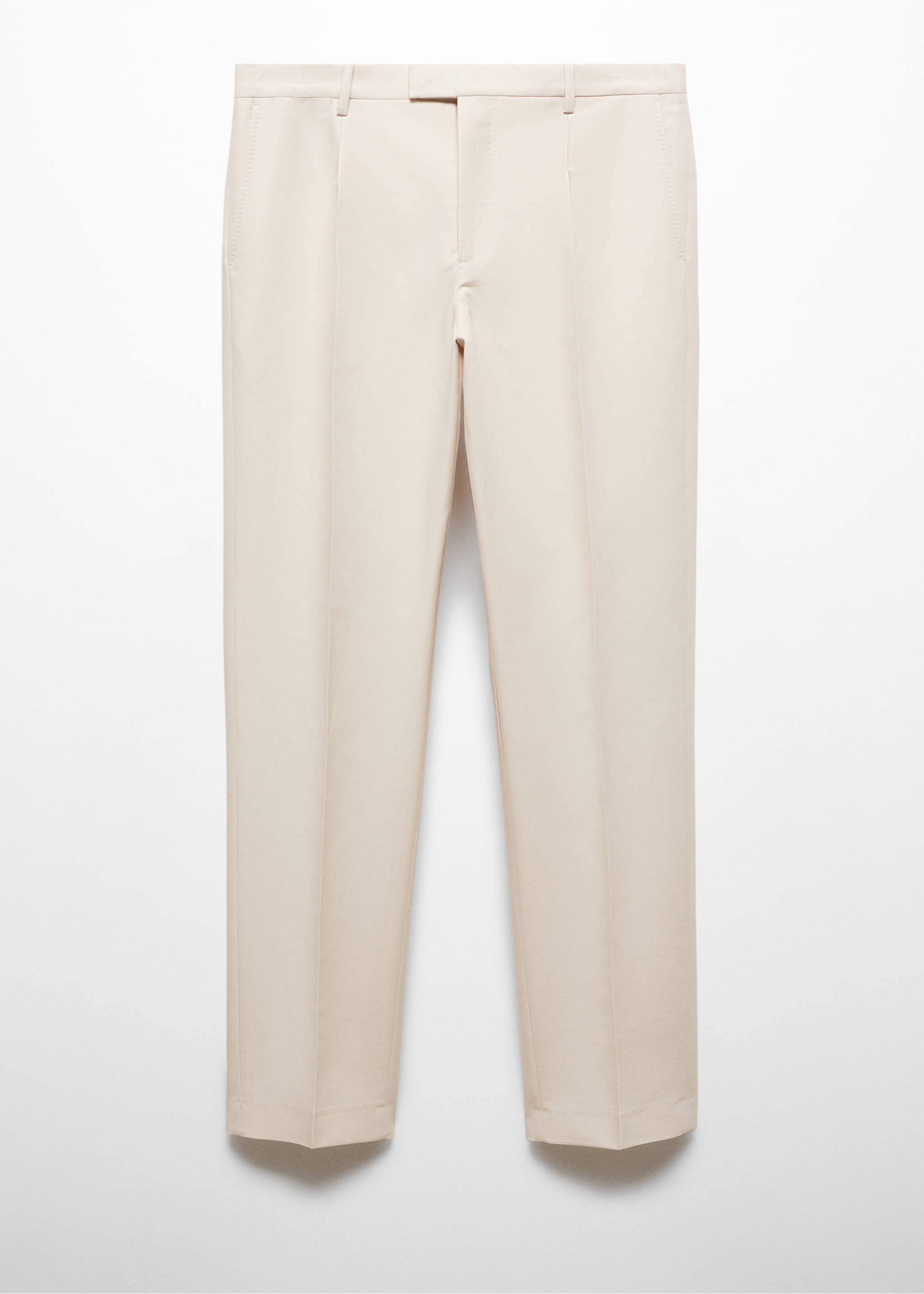 Slim-fit bandplooibroek 100% katoen - Artikel zonder model, Ecru. Ref: 67058267-00.