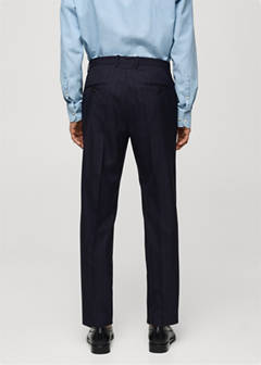 Pinstripe virgin wool suit trousers — Dark Navy 3