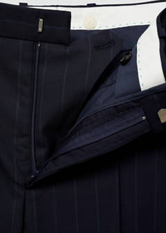 Pinstripe virgin wool suit trousers — Dark Navy 9