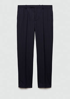 Pinstripe virgin wool suit trousers — Dark Navy 8