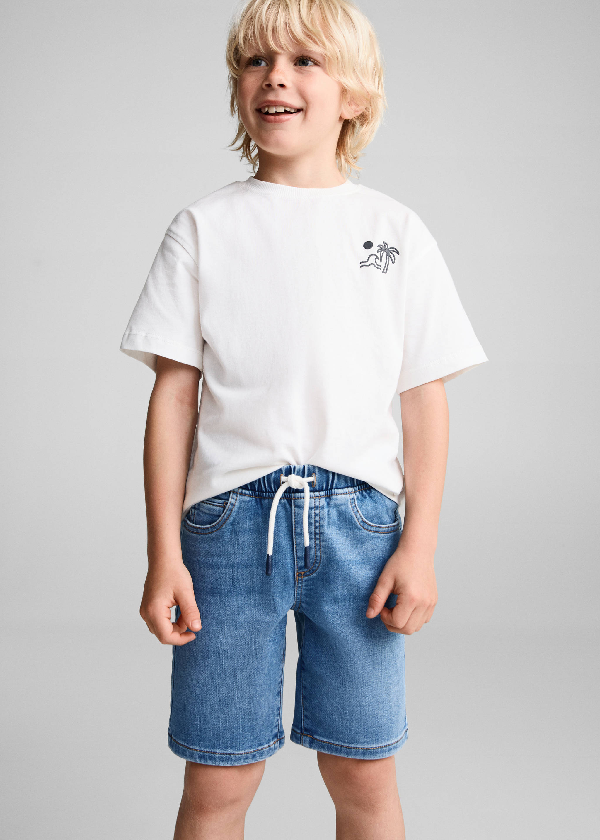 Bermudes denim cintura elàstica - Pla mig