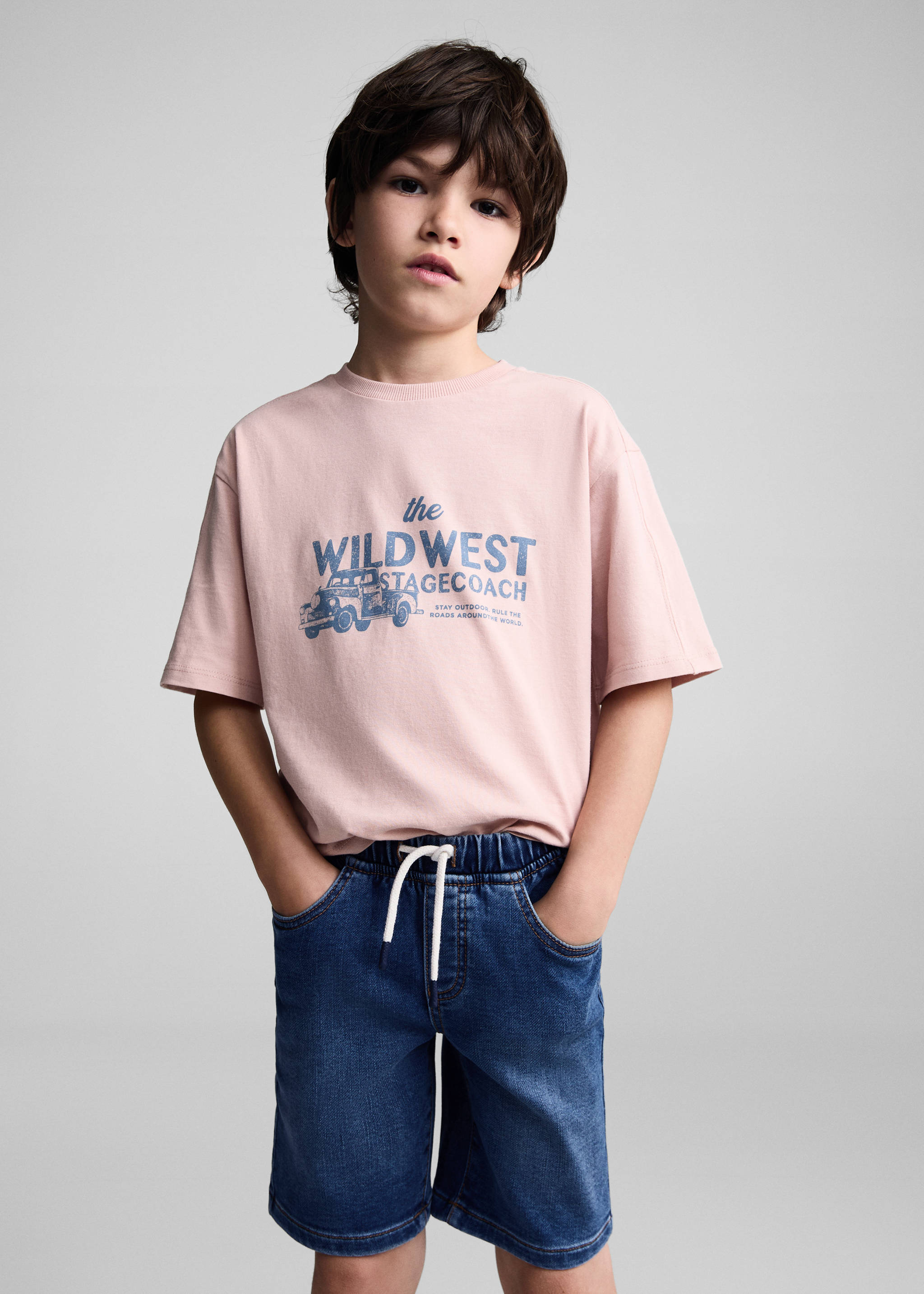 Bermudes denim cintura elàstica - Pla mig