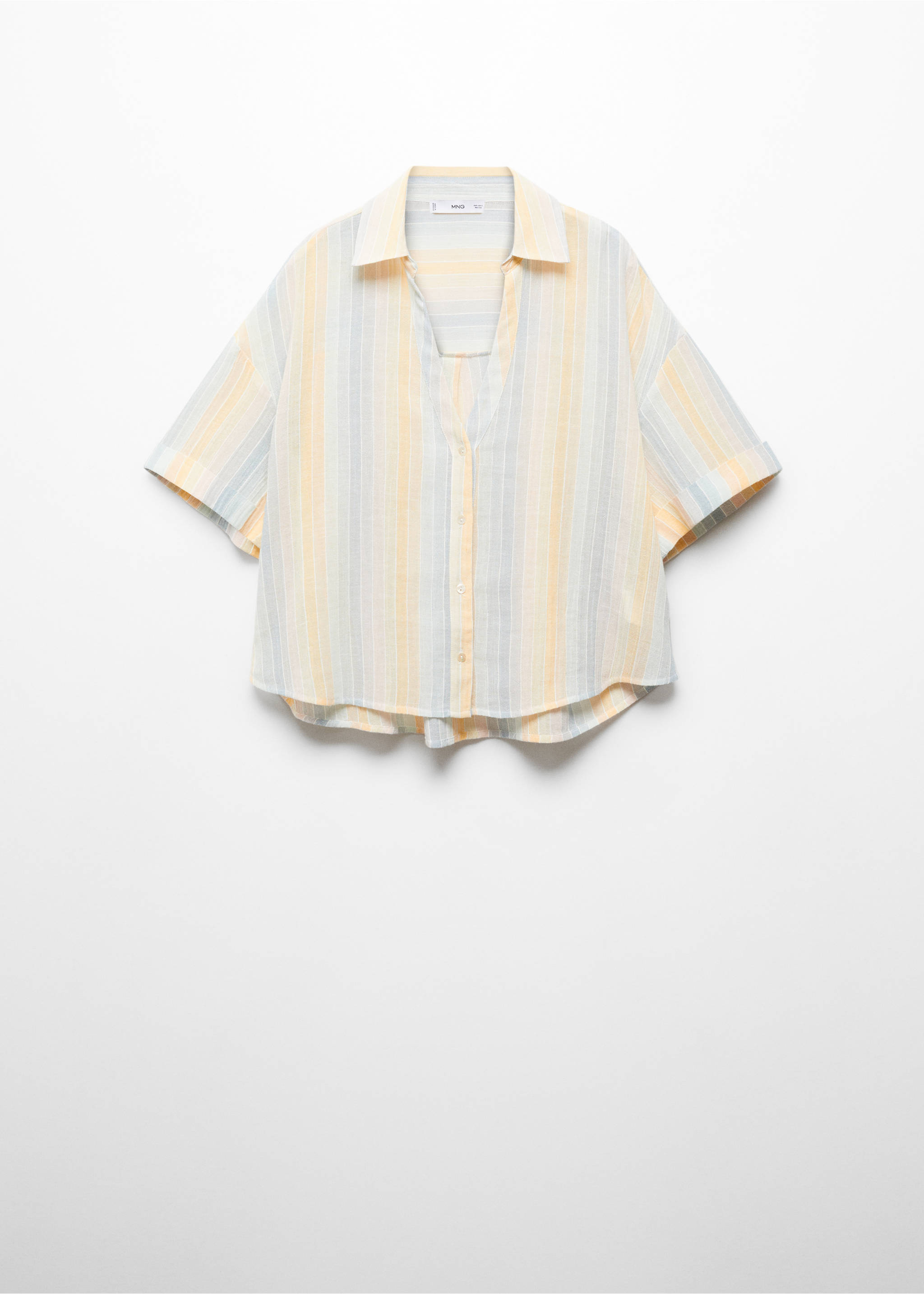 Semi-transparent striped shirt - Article without model, Pastel Yellow. Ref: 67058639-00.