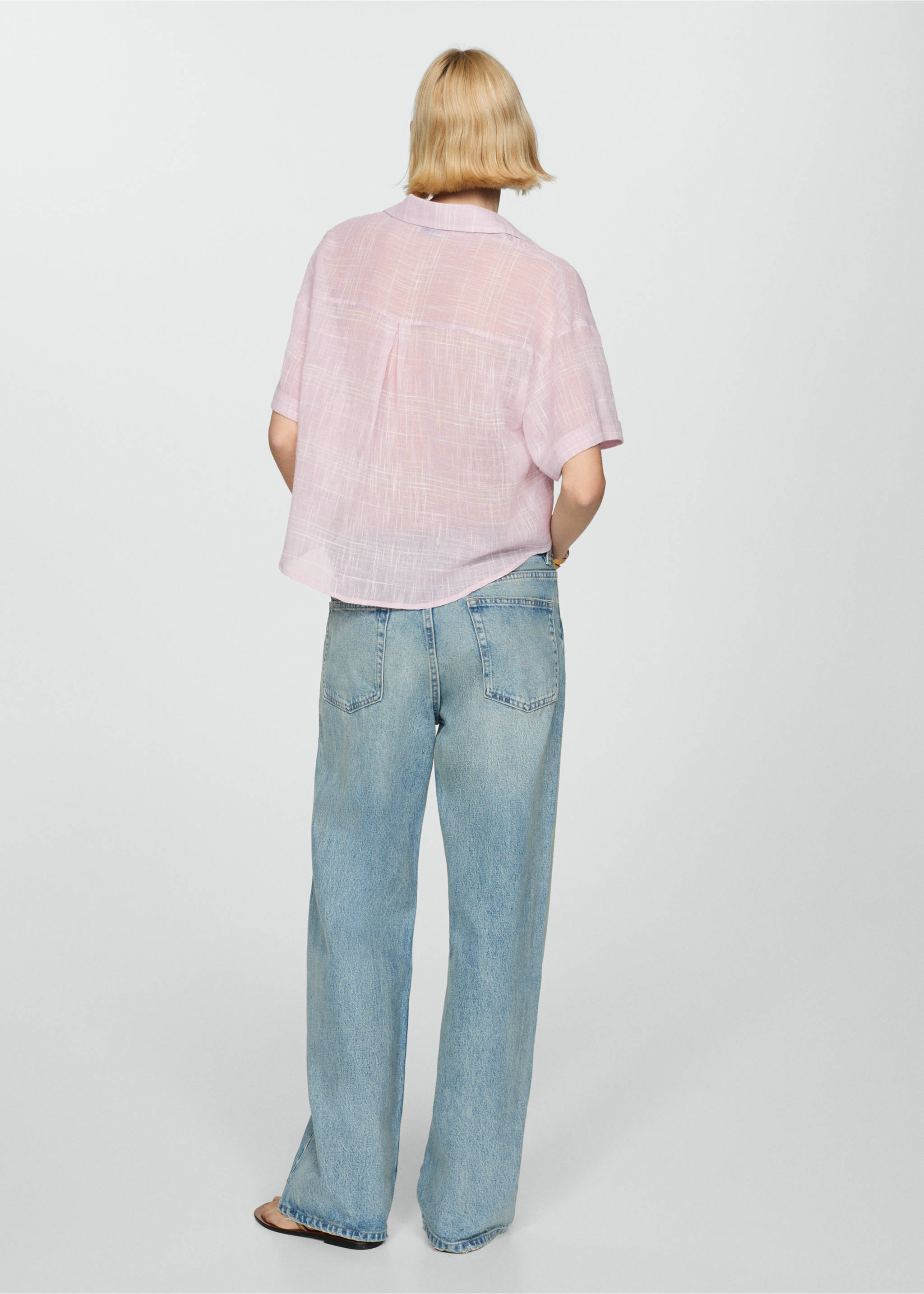 Semi-transparent striped shirt - Reverse of the article, Pastel Pink. Ref: 67058639-00.