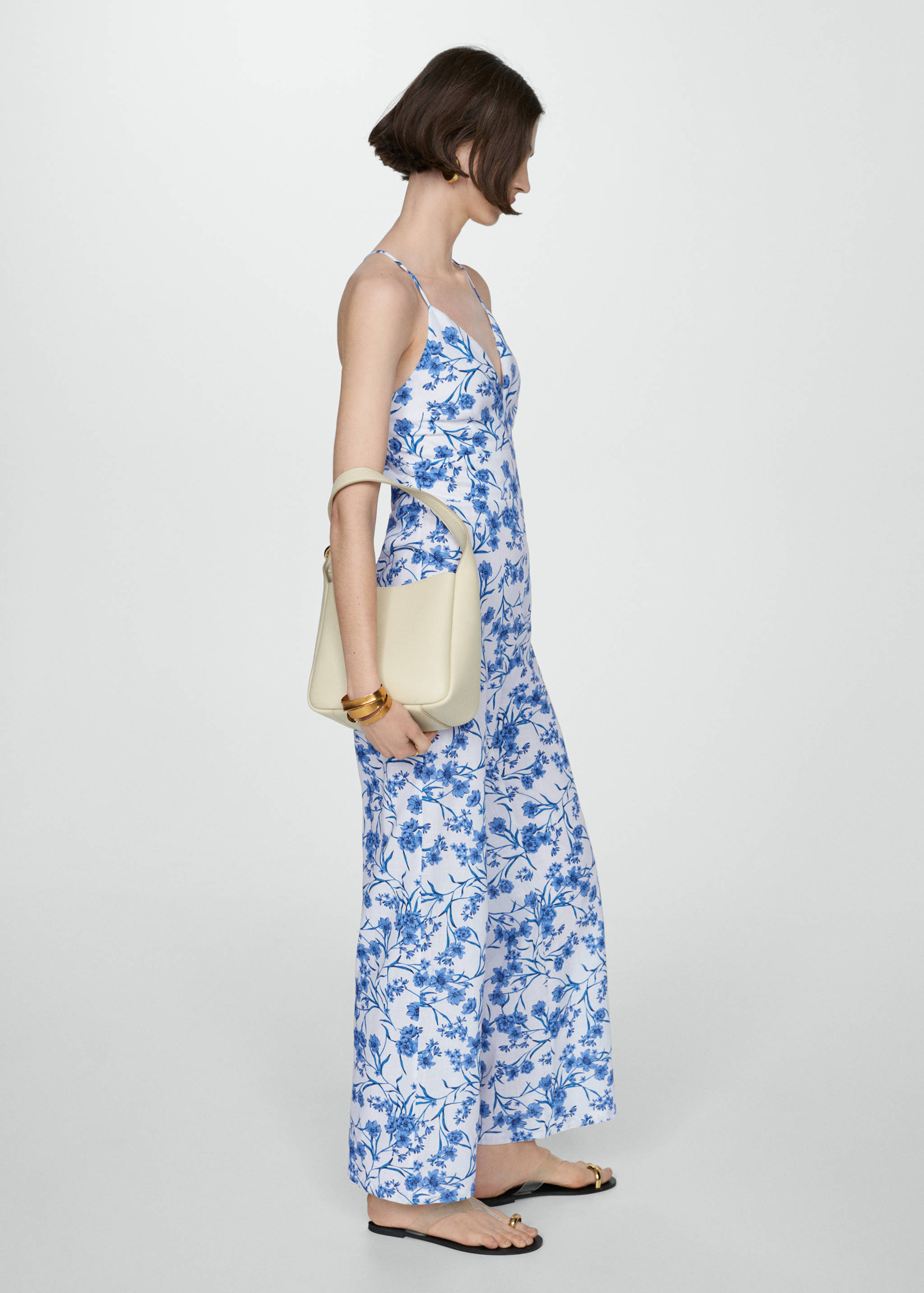 Floral-print cotton jumpsuit - Details of the article 1