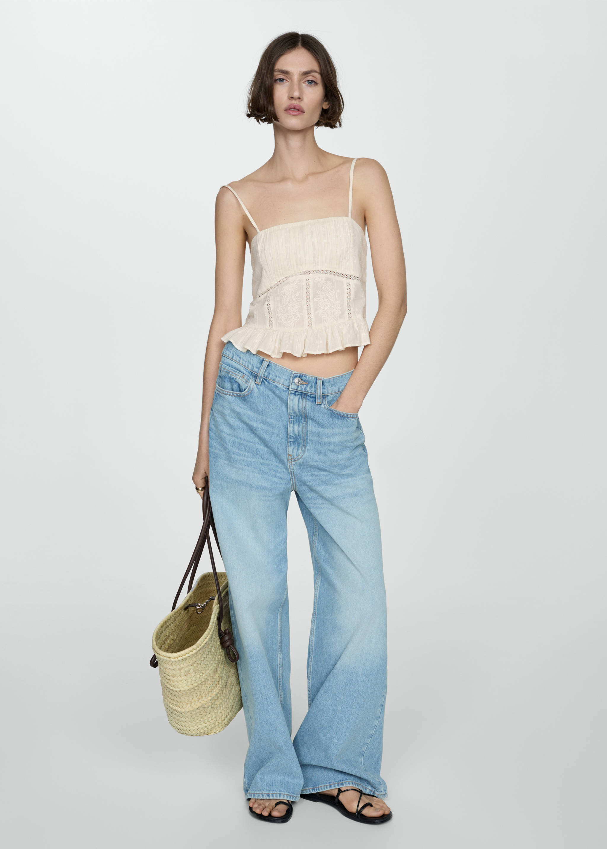 Ruffled top with embroidered details - General plane