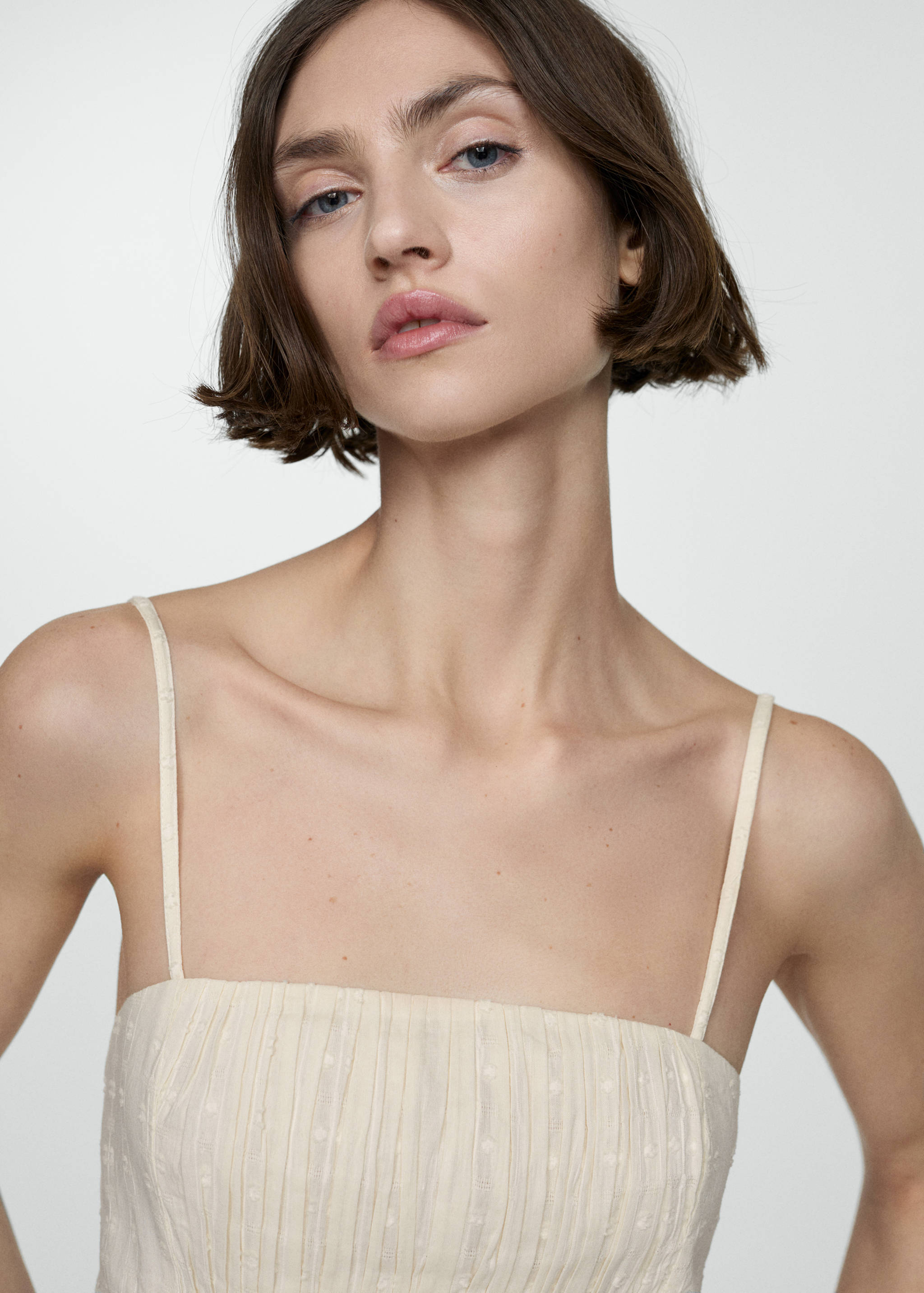 Ruffled top with embroidered details - Details of the article 1