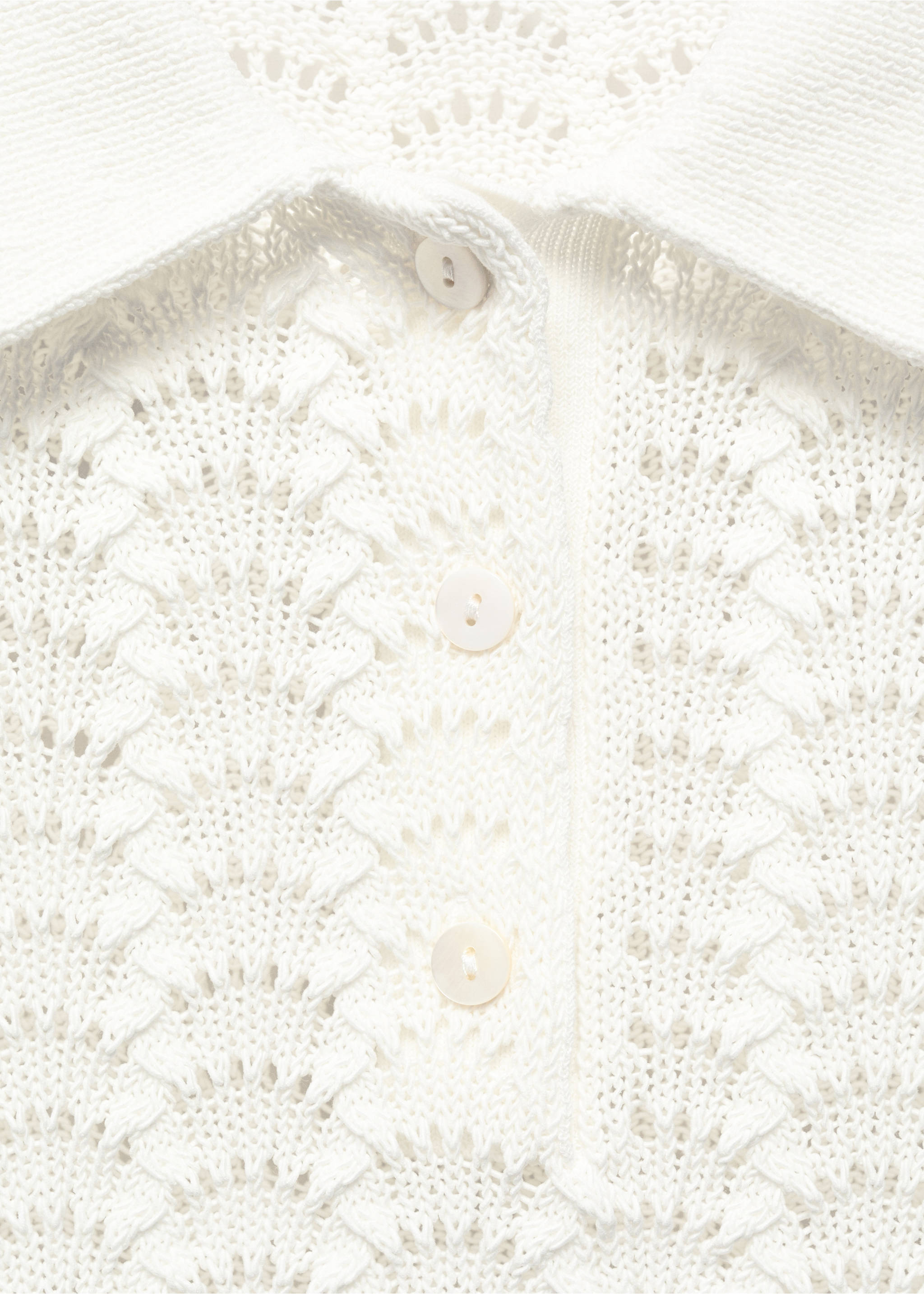 Pull-over crochet col polo - Détail de l'article 8, Blanc cassé. Ref: 67058651-00.