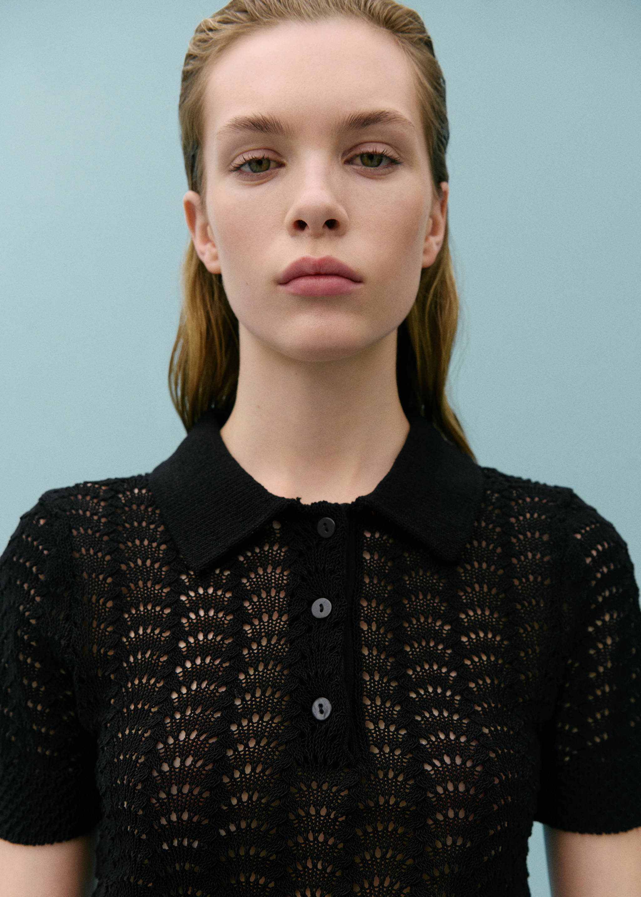 Polo-neck crochet sweater - Details of the article 1