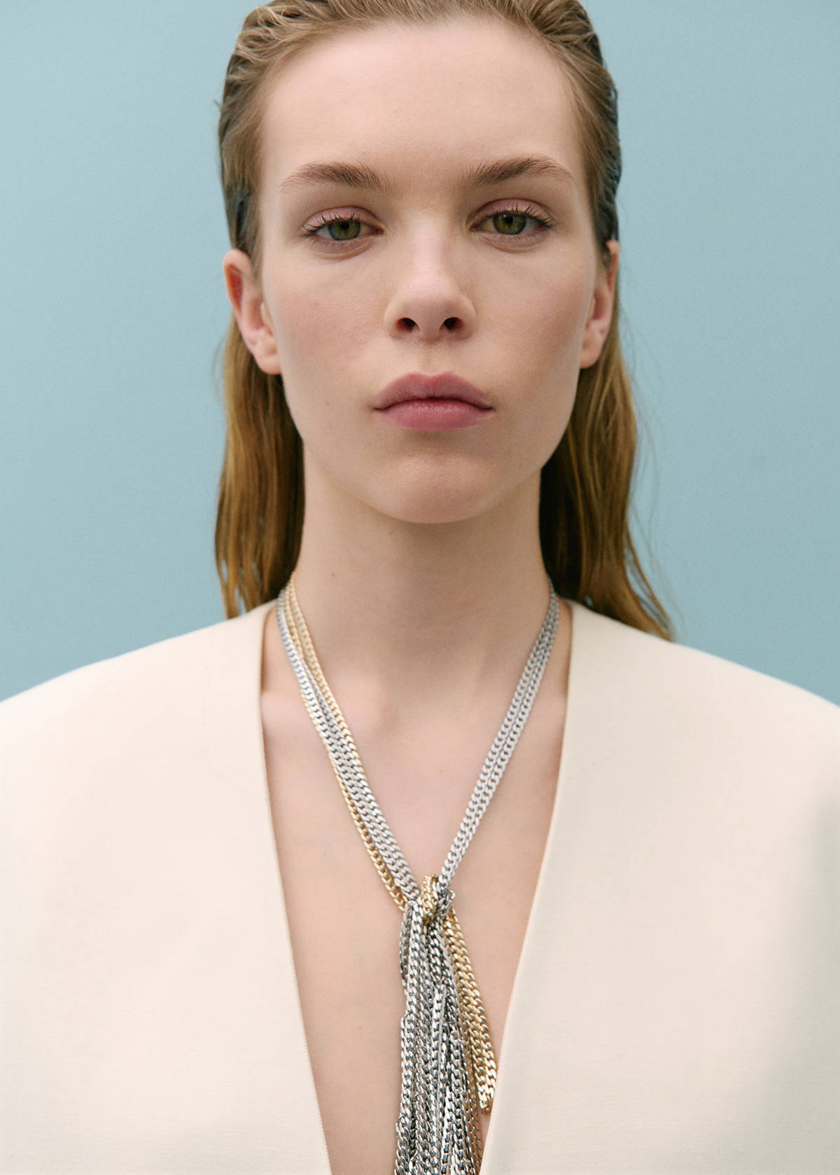 Suit blazer without lapels — Ecru