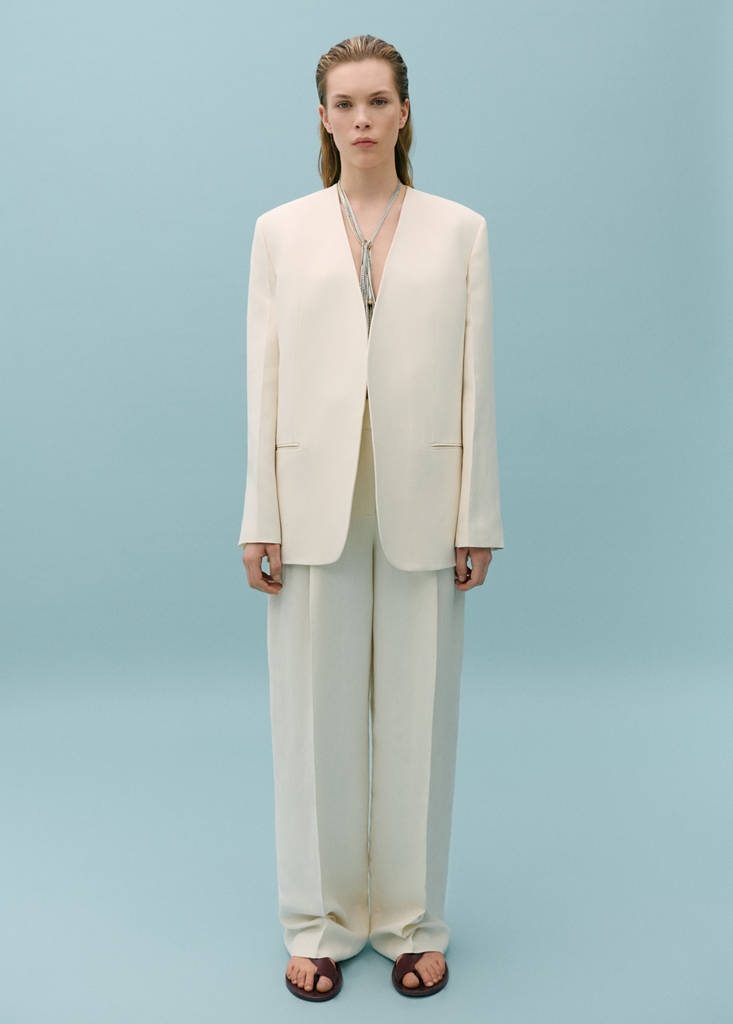 Suit blazer without lapels — Ecru