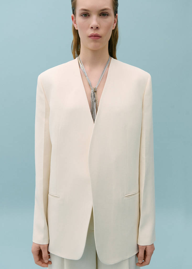 Suit blazer without lapels — Ecru