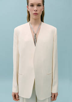 Suit blazer without lapels — Ecru 9