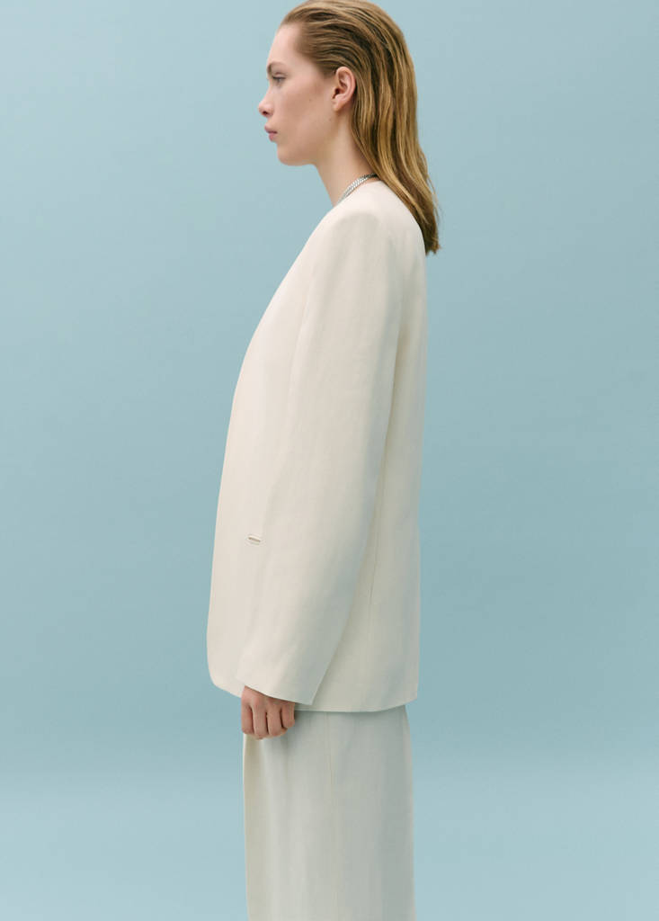 Suit blazer without lapels — Ecru