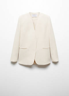 Suit blazer without lapels — Ecru 6
