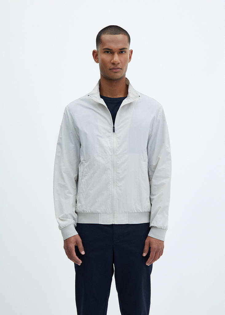Water-repellent jacket with zip — Ice Grey