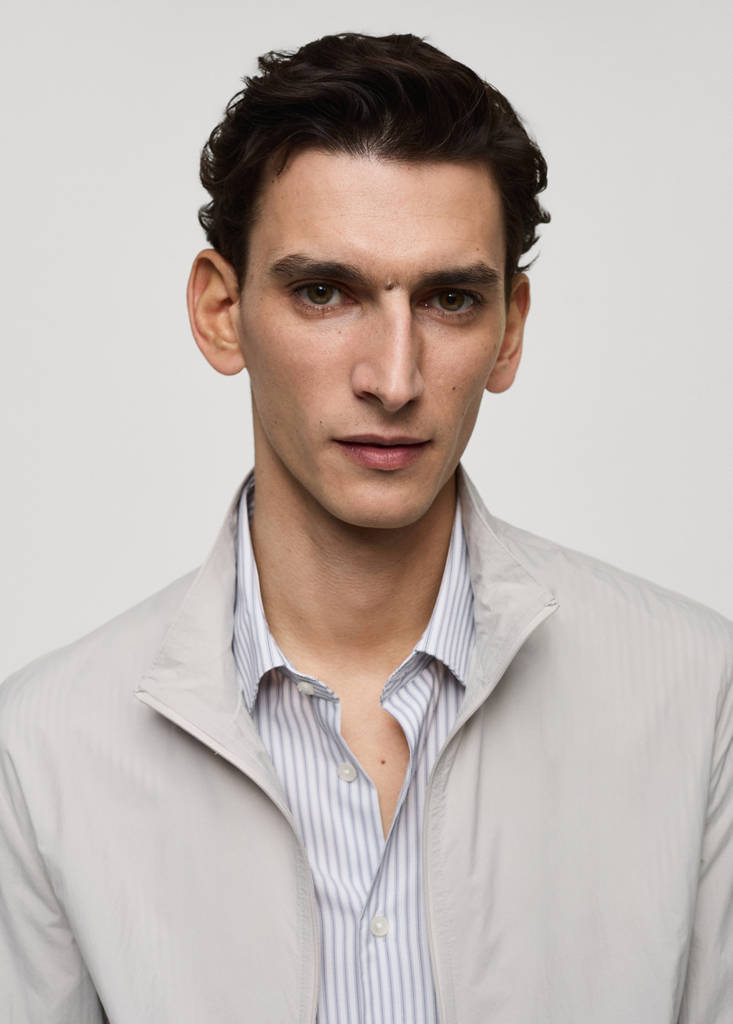 Water-repellent jacket with zip — Ice Grey
