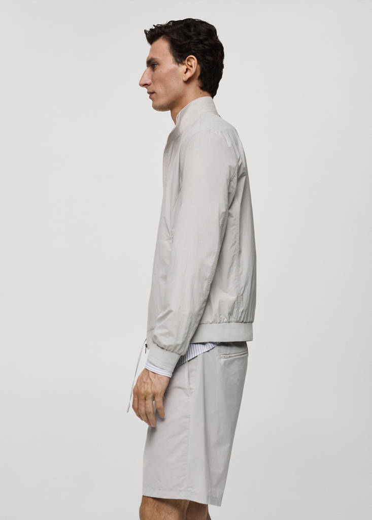 Water-repellent jacket with zip — Ice Grey