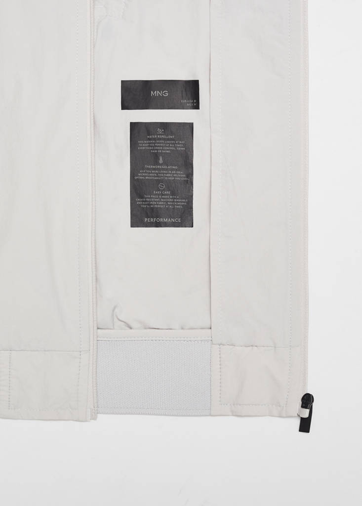 Water-repellent jacket with zip — Ice Grey