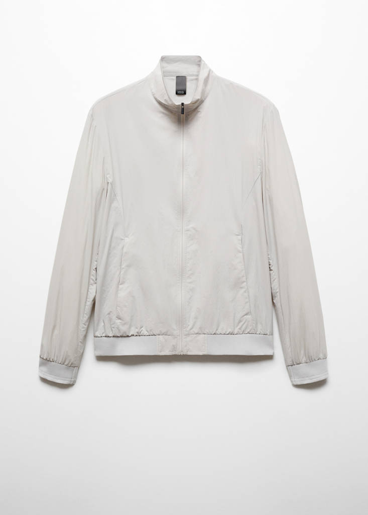Water-repellent jacket with zip — Ice Grey