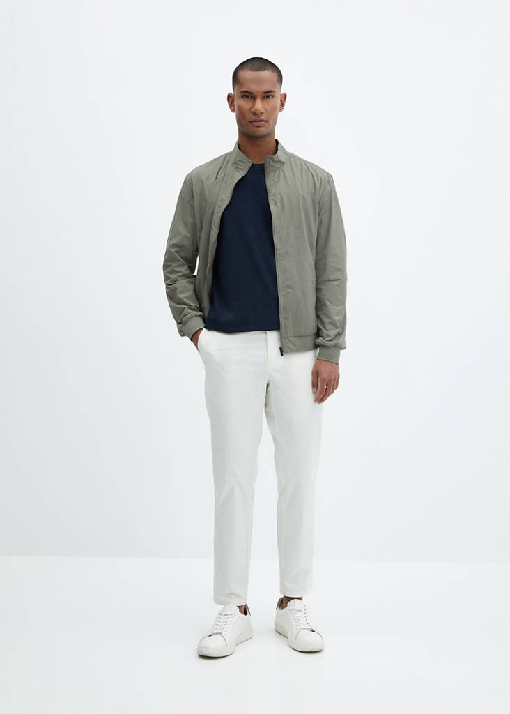Water-repellent jacket with zip — Khaki