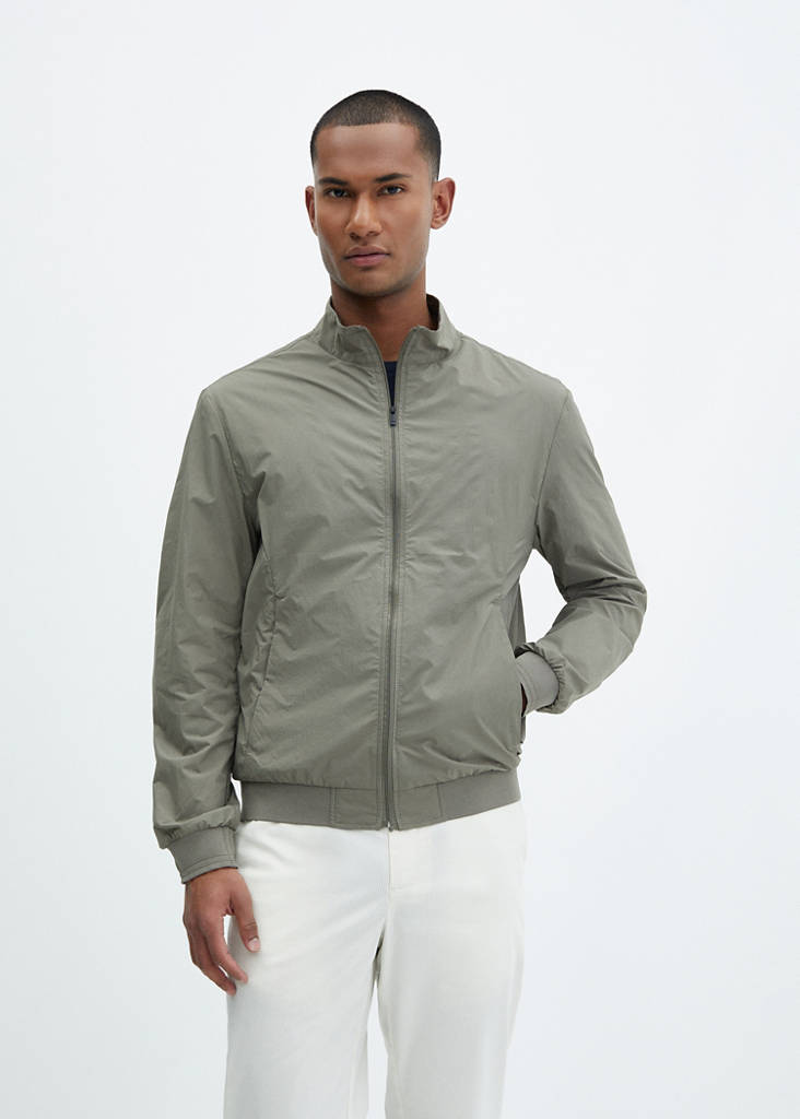 Water-repellent jacket with zip — Khaki