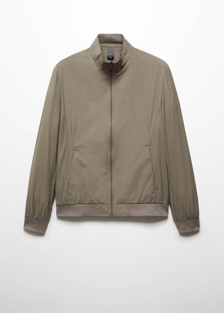 Water-repellent jacket with zip — Khaki