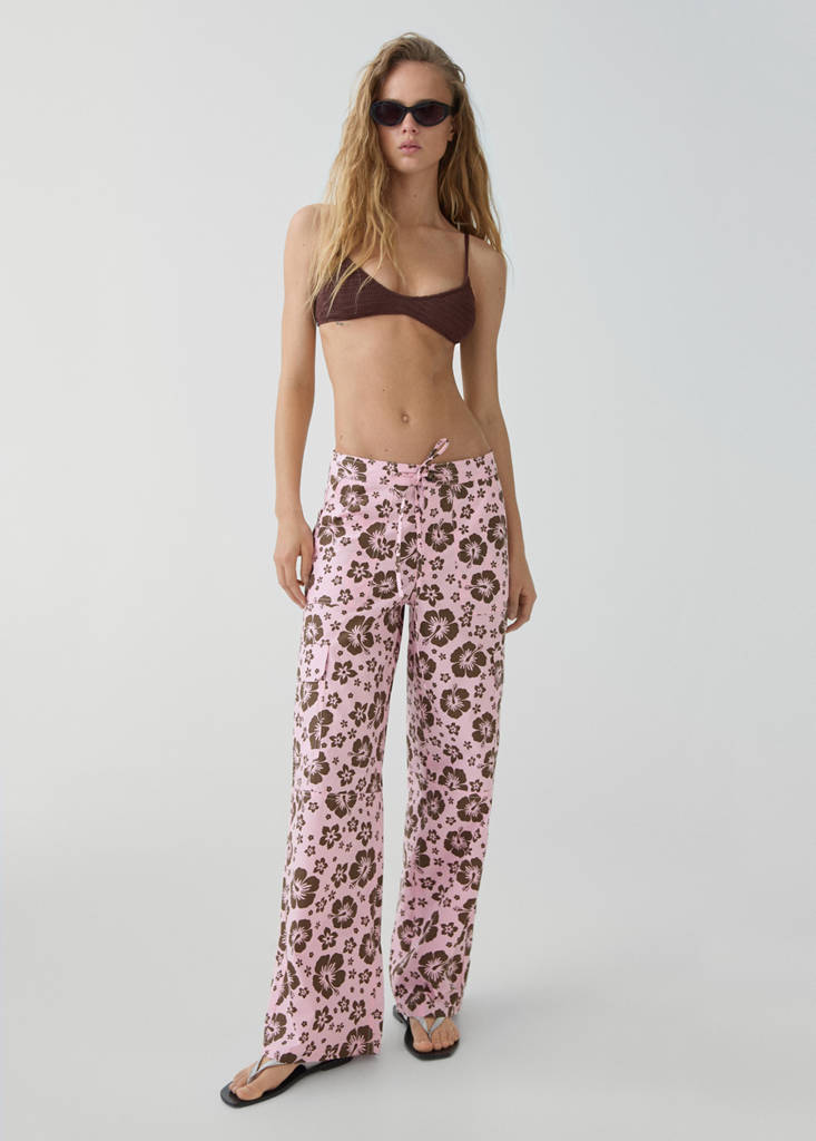 Flower print trousers — Pastel Pink