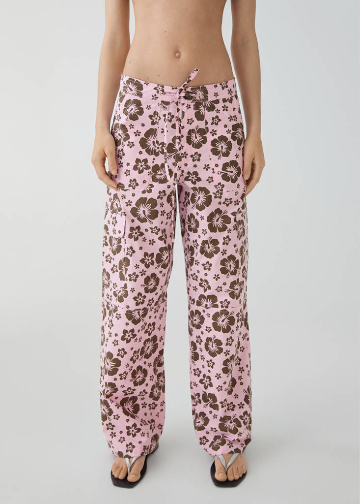 Flower print trousers — Pastel Pink