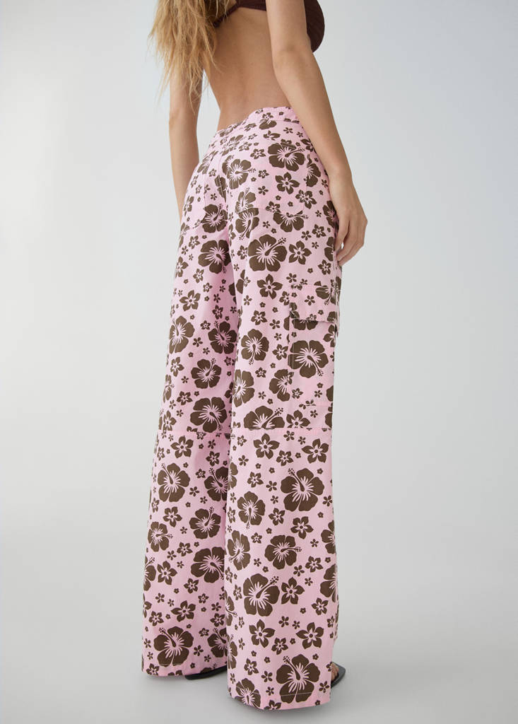Flower print trousers — Pastel Pink