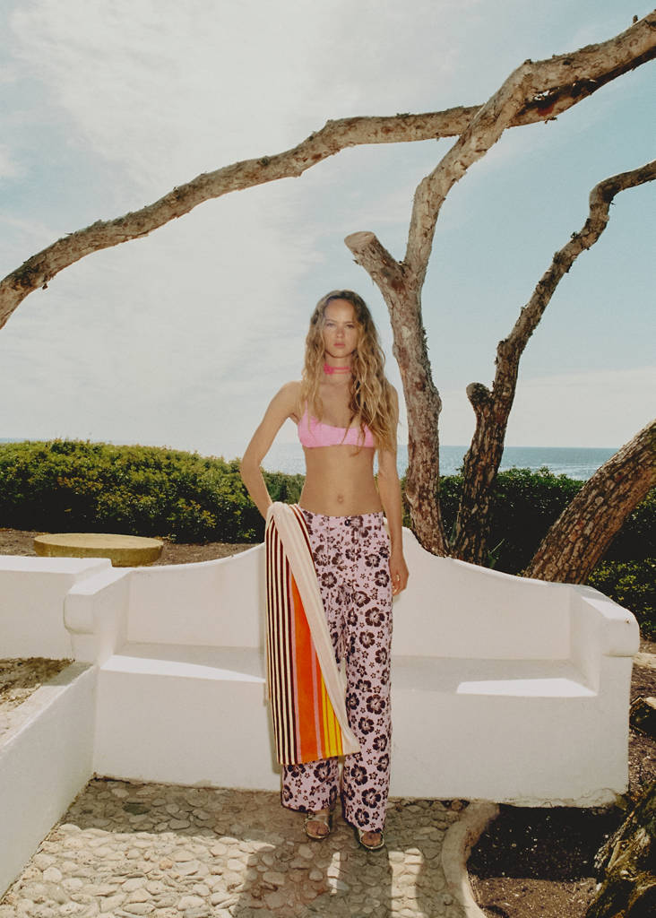 Flower print trousers — Pastel Pink